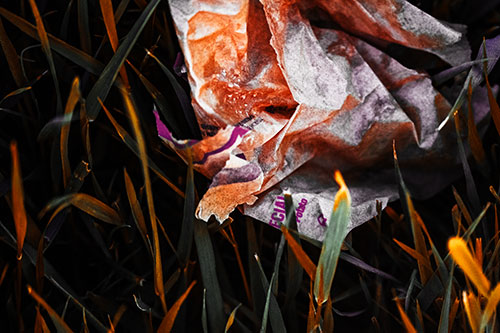 Grease Stained Demon Faced Taco Bell Wrapper (Orange Tint)