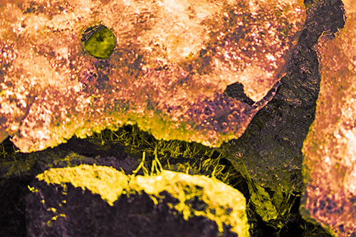 Ice Melting Crevice Mouthed Rock Face (Orange Tint Photo)