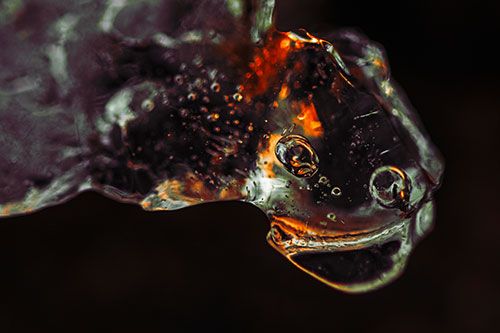 Joyful Frozen Bubble Eyed River Ice Face Creature (Orange Tint Photo)