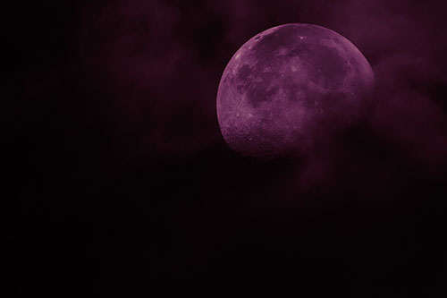 Moon Descending Among Faint Clouds (Orange Tint)