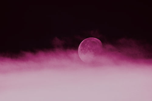 Moon Rolling Along Clouds (Orange Tint Photo)