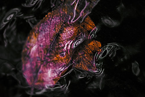 Water Ripple Faced Leaf In Submerged Trance (Orange Tint)