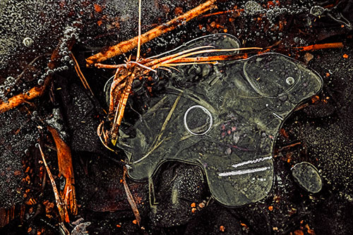 Wide Eyed Bubble Ice Face Looking Downward (Orange Tint)