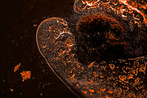 Angry Eyebrow Raised Ice Bubble Creature Bending Beside Mossy Rock (Orange Tone)