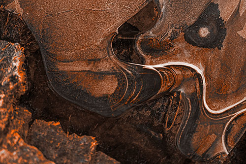 Angry Fuming Frozen River Ice Face (Orange Tone)