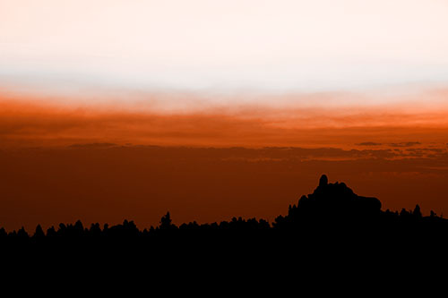 Blood Cloud Sunrise Behind Mountain Range Silhouette (Orange Tone)