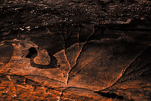 Bubble Cracking River Ice (Orange Tone Photo)