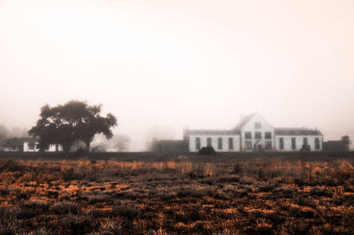 Departing Fog Reveals State Penitentiary (Orange Tone Photo)