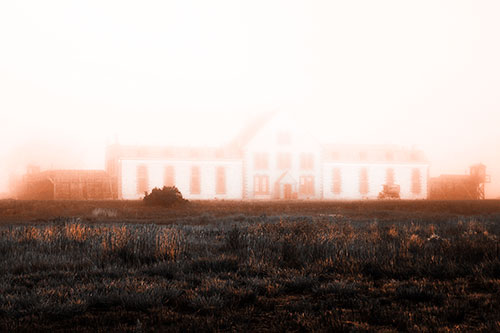 Fog Engulfs Historic State Penitentiary (Orange Tone Photo)