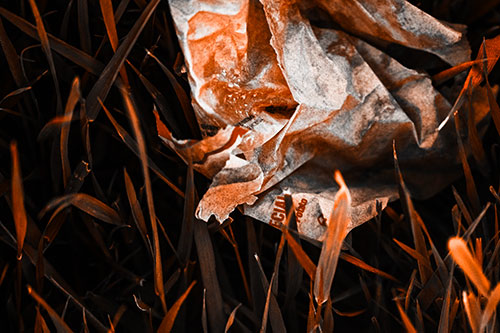 Grease Stained Demon Faced Taco Bell Wrapper (Orange Tone)