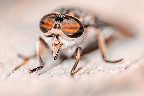 Happy Horse Fly Sticking Out Tongue Among Sunlight (Orange Tone)