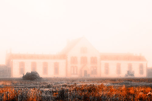 Heavy Fog Consumes State Penitentiary (Orange Tone Photo)