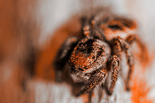 Jumping Spider Makes Eye Contact (Orange Tone Photo)