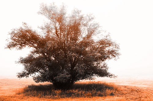 Lone Tree Standing Among Fog (Orange Tone Photo)