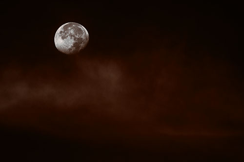Moon Begins Descent Beyond Faint Mist Cloud (Orange Tone Photo)