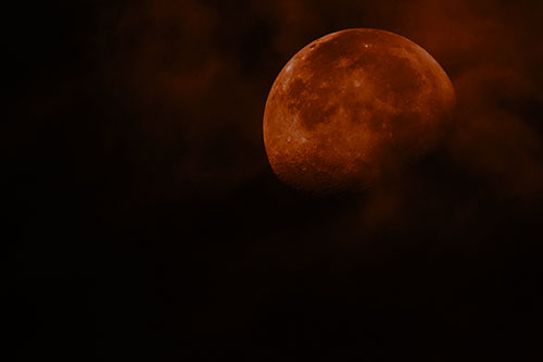 Moon Descending Among Faint Clouds (Orange Tone Photo)