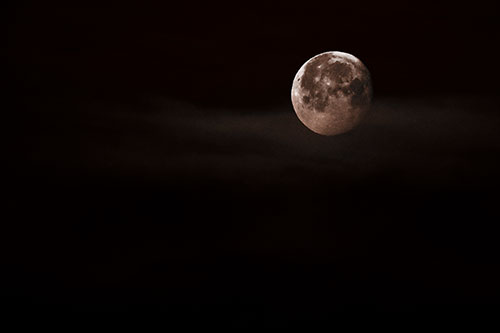 Moon Sets Behind Faint Clouds (Orange Tone Photo)