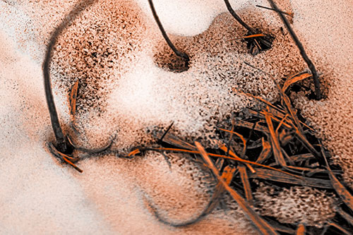 Screaming Twisted Grass Face Piercing Through Snow (Orange Tone)