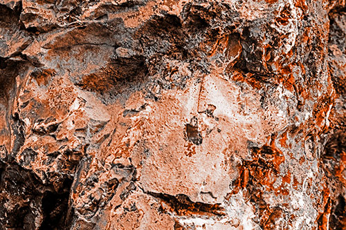 Shut Eyed Rock Face Decomposing (Orange Tone Photo)