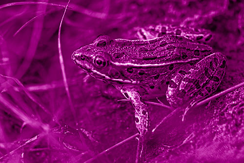 Alert Leopard Frog Prepares To Pounce (Pink Shade Photo)