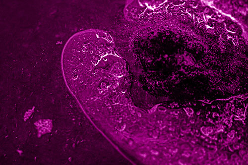 Angry Eyebrow Raised Ice Bubble Creature Bending Beside Mossy Rock (Pink Shade)