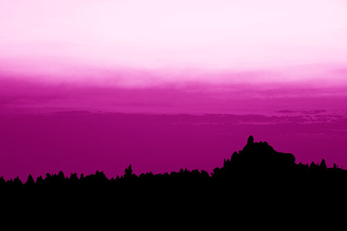 Blood Cloud Sunrise Behind Mountain Range Silhouette (Pink Shade Photo)