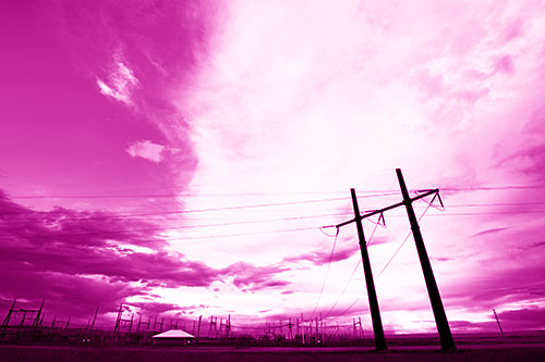 Cloud Clash Sunset Beyond Electrical Substation (Pink Shade Photo)