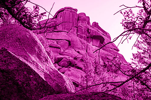 Colossal Rock Mountain Formation Oozing Fungi (Pink Shade Photo)
