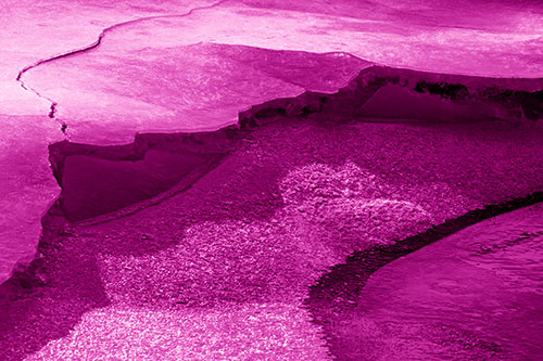 Cracked Ice Frozen Shoreline Melting (Pink Shade Photo)