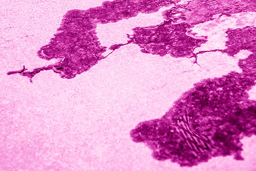 Creeping Water Puddle Across Concrete Pavement (Pink Shade)