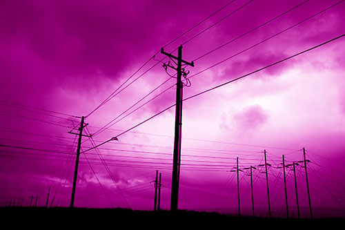 Crossing Powerlines Beneath Rainstorm (Pink Shade Photo)
