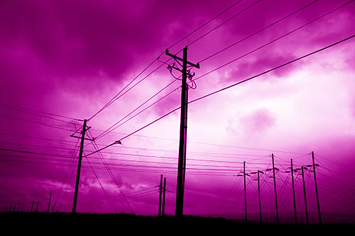 Crossing Powerlines Beneath Rainstorm (Pink Shade Photo)