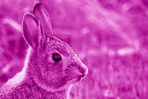 Curious Bunny Rabbit Looking Sideways (Pink Shade Photo)