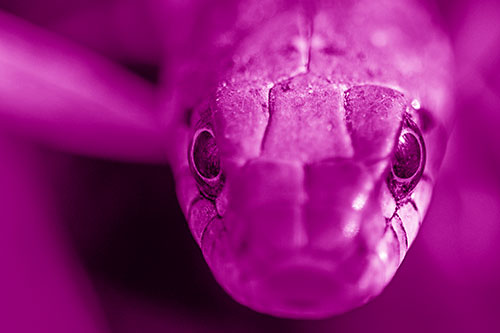 Curious Garter Snake Makes Direct Eye Contact (Pink Shade Photo)