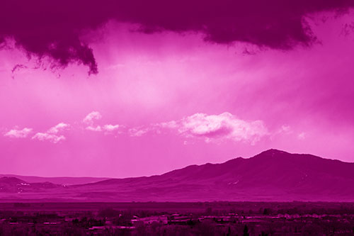 Dark Cloud Mass Above Mountain Range Horizon (Pink Shade Photo)