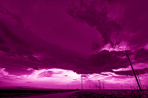 Dark Cloud Powerline Sunset (Pink Shade Photo)