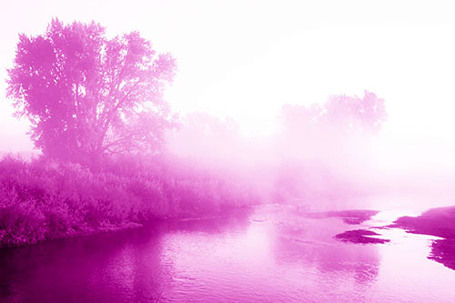 Dense Fog Blankets Distant River Bend (Pink Shade Photo)