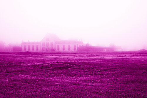 Dense Fog Consumes Distant Historic State Penitentiary (Pink Shade Photo)