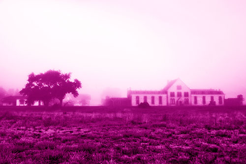 Departing Fog Reveals State Penitentiary (Pink Shade Photo)