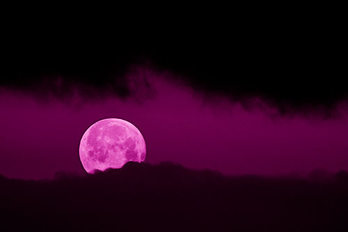 Easter Morning Moon Peeking Through Clouds (Pink Shade Photo)