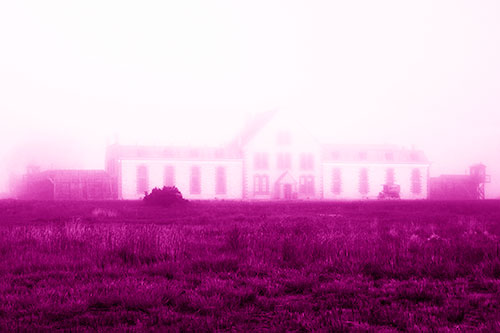 Fog Engulfs Historic State Penitentiary (Pink Shade Photo)