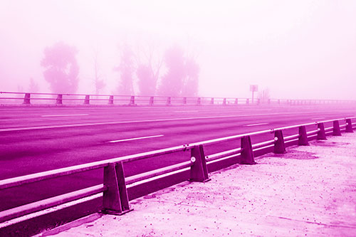 Fog Surrounds Deserted Sidewalk Roadway (Pink Shade Photo)