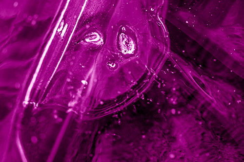 Frozen Unhappy Frowning Distorted River Ice Face (Pink Shade)