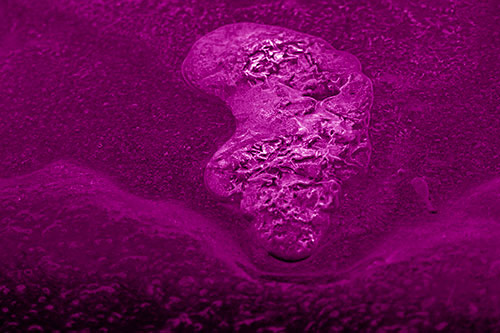 Frozen Water Bubble Mass Formation Along River (Pink Shade Photo)