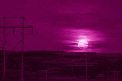 Full Moonrise Behind Mountain (Pink Shade Photo)