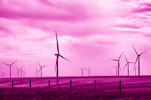 Gloomy Clouds Overcast Wind Turbine Pasture (Pink Shade)