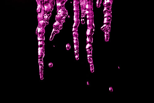 Jagged Melting Icicles Dripping Water (Pink Shade Photo)