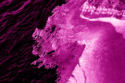 Melting Ice Face Creature Atop River Water (Pink Shade)