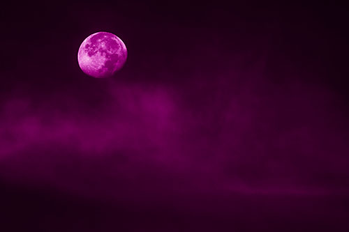 Moon Begins Descent Beyond Faint Mist Cloud (Pink Shade Photo)