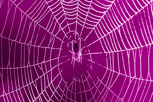 Orb Weaver Spider Rests Among Web Center (Pink Shade)